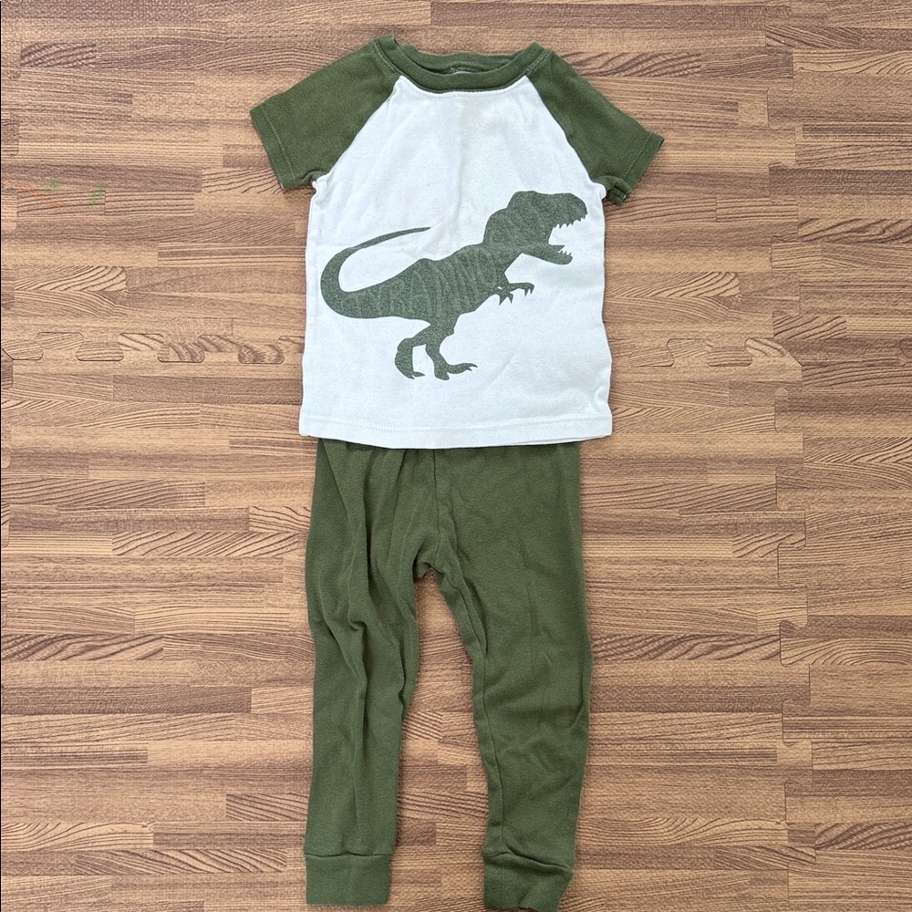 Toddler Dinosaur Pajama Set - Green and White size 2t